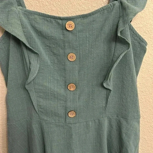 A.Byer Women Ruffled Front Sleeveless Green Summer Dress Size Large - Picture 5 of 10